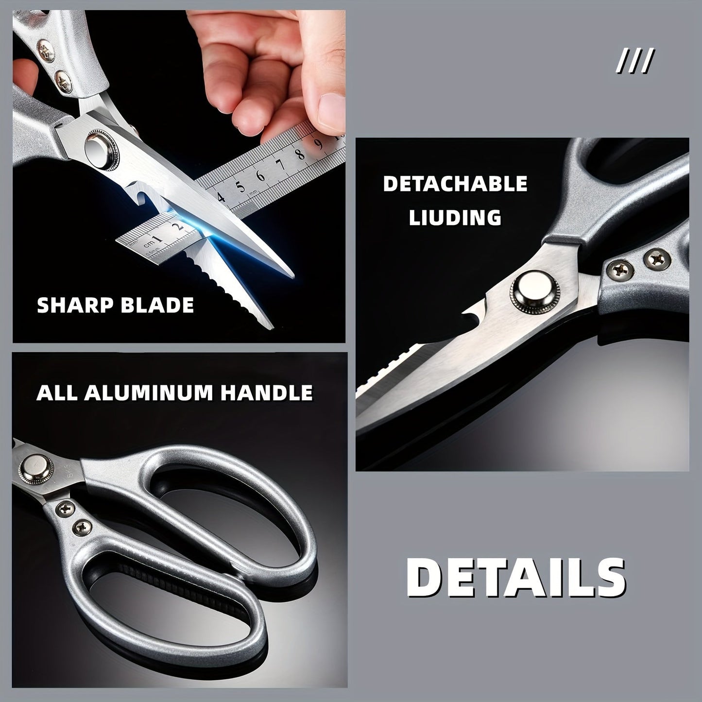 Versatile Stainless Steel Kitchen Shears with Nutcracker Opener