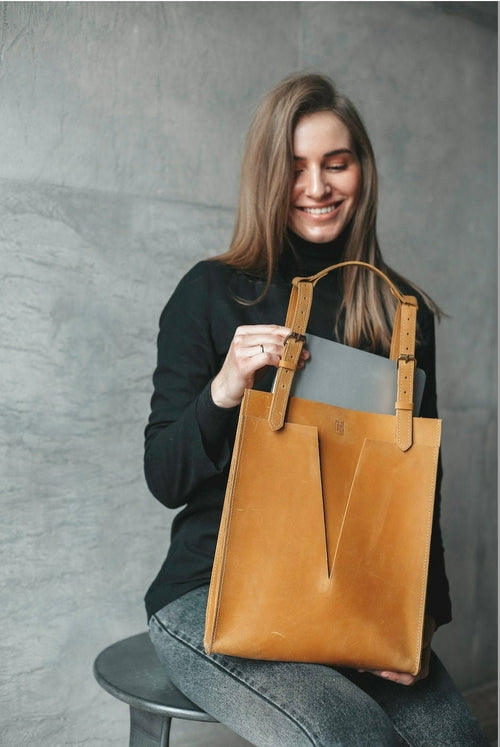 Authentic Leather Handbag Tote